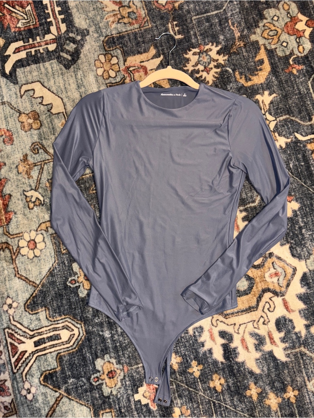 Abercrombie & Fitch Slate-Blue Long-Sleeve Scoop-Neck Bodysuit